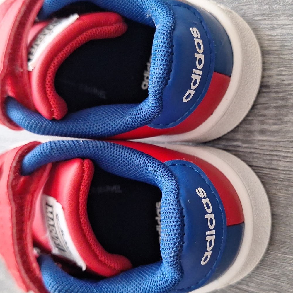 Toddler Adidas Spiderman Velcro Shoes, size 5c, Blue & Red - Picture 3 of 8